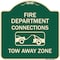 Signmission Fire Department Connection Tow Away Zone W/ Graphic Heavy-Gauge Alum Sign, 18" x 18", G-1818-24024 A-DES-G-1818-24024 - alternate 1